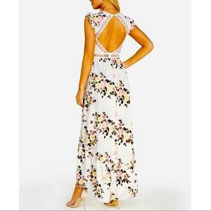 Ivory Floral Boho High Low Dress With Open Back